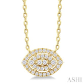 1/6 ctw Double Halo Marquise Shape Petite Round Cut Diamond Fashion Pendant With Chain in 10K Yellow Gold